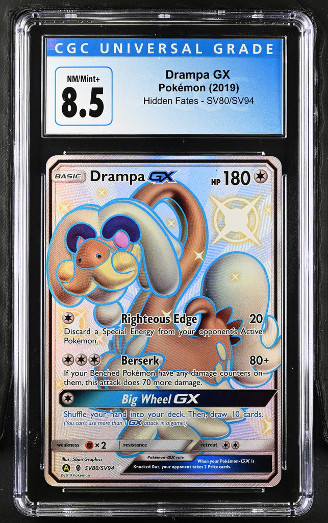 drampa gx pokemon card 2019 Pokemon Hidden Fates Drampa GX SV80/SV94 CGC 8.5