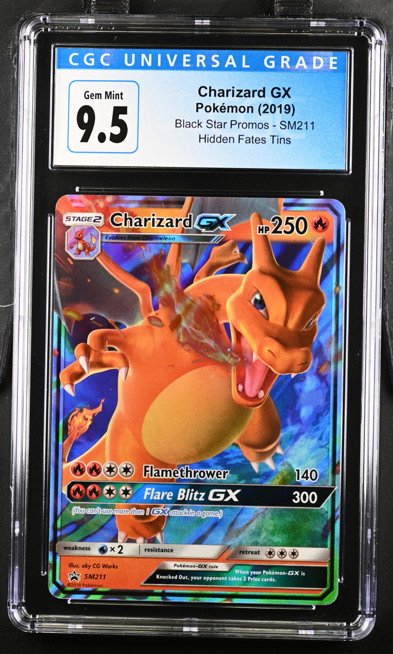 2019 Pokemon Black Star Promos - Sun & Moon Charizard GX SM211 Hidden Fates Tins CGC 10