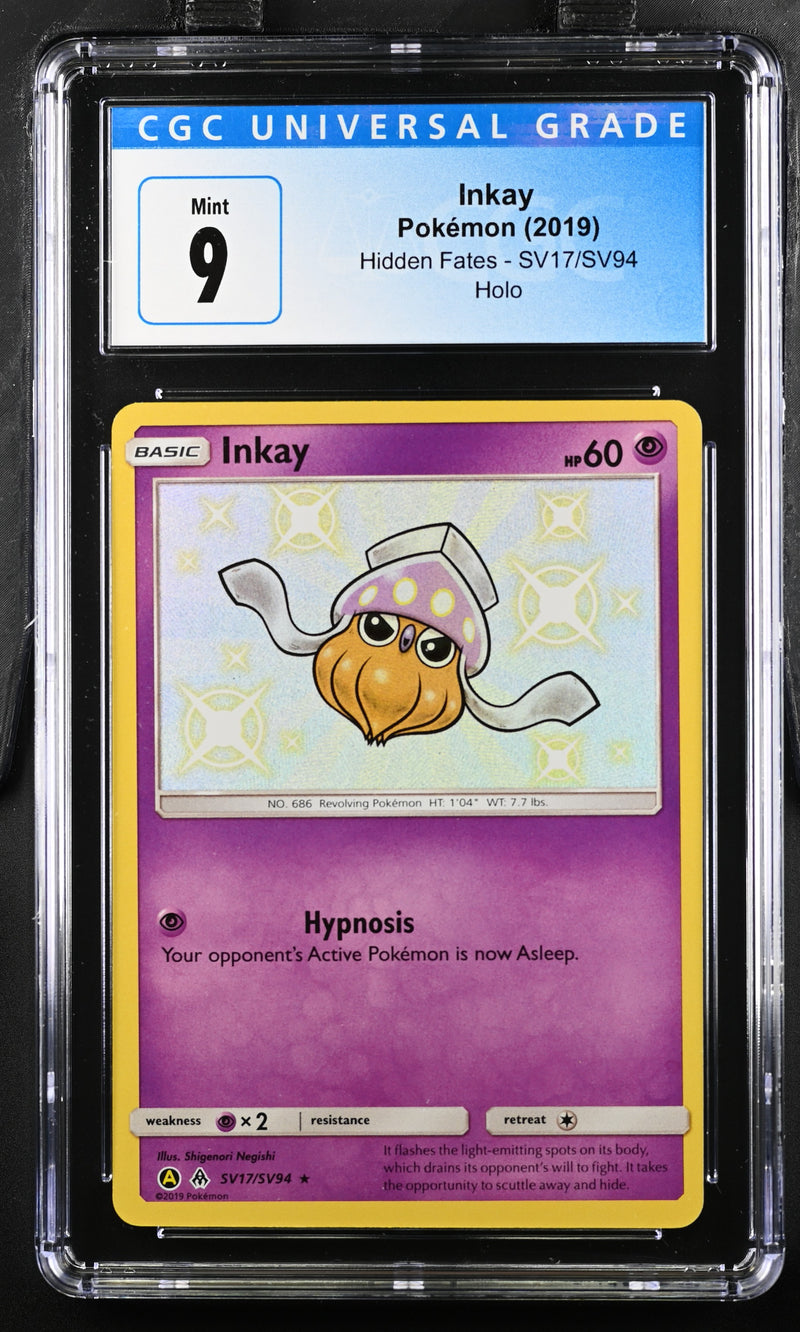 2019 Pokemon Hidden Fates Inkay SV17/SV94 Holo CGC 9