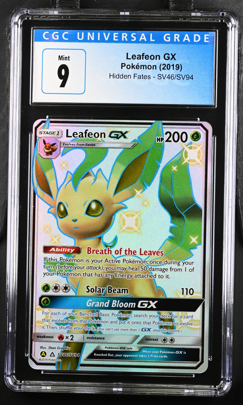 2019 Pokemon Hidden Fates Leafeon GX SV46/SV94 CGC 9