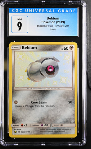 2019 Pokemon Hidden Fates Beldum SV30/SV94 Holo CGC 9
