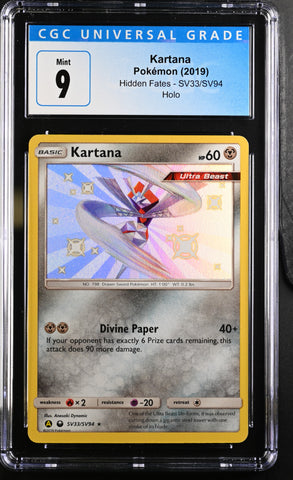 2019 Pokemon Hidden Fates Kartana SV33/SV94 Holo CGC 9
