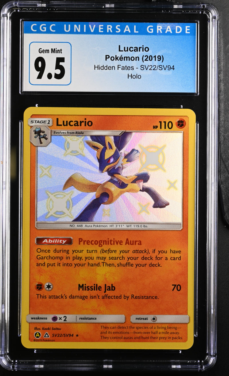 2019 Pokemon Hidden Fates Lucario SV22/SV94 Holo CGC 10