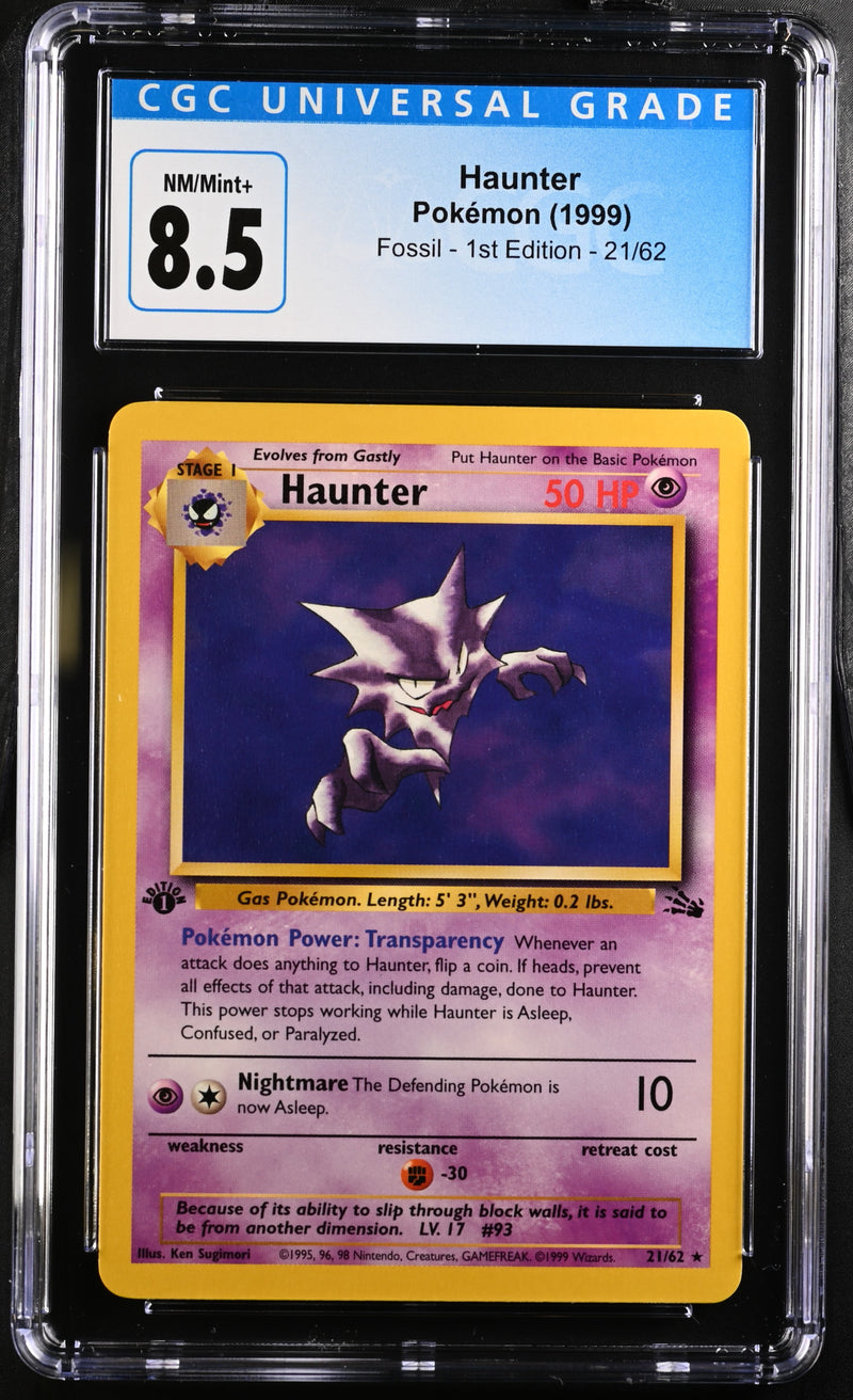 1999 Pokémon Fossil - 1st Edition Haunter 21/62 CGC 8.5