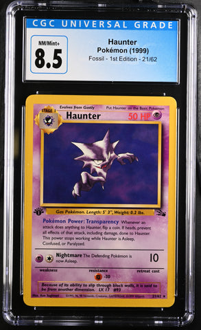 1999 Pokémon Fossil - 1st Edition Haunter 21/62 CGC 8.5