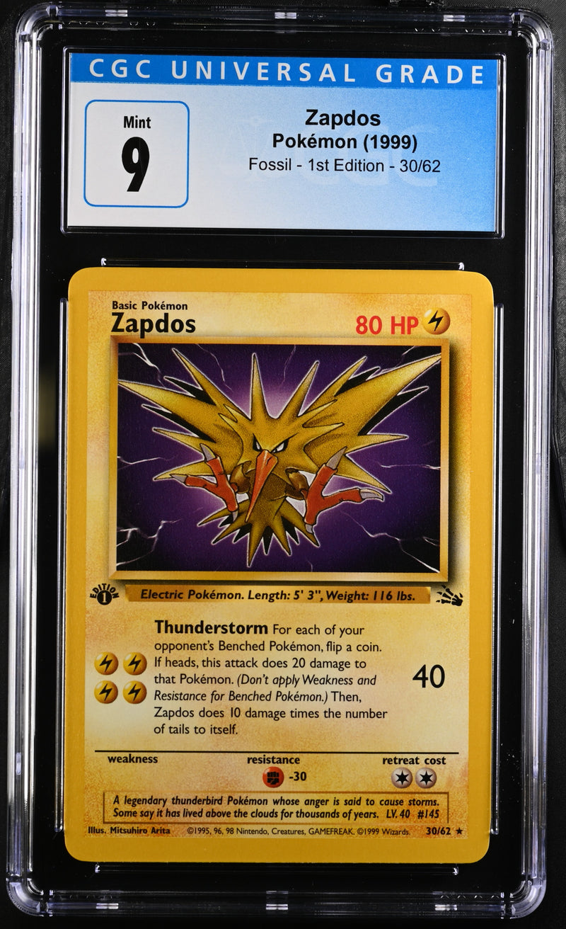 1999 Pokémon Fossil - 1st Edition Zapdos 15/62 Holo CGC 9