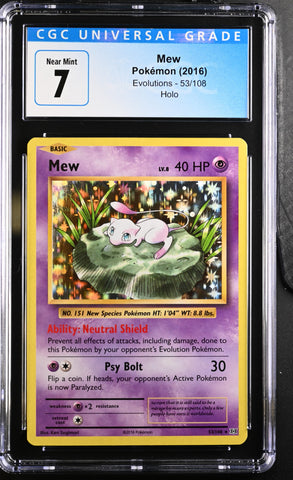 2016 Pokemon Evolutions Mew 53/108 Holo CGC 7