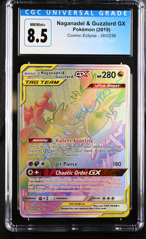 2019 Pokemon Cosmic Eclipse Naganadel & Guzzlord GX 260/236 CGC 8.5