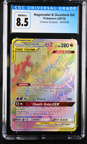 2019 Pokemon Cosmic Eclipse Naganadel & Guzzlord GX 260/236 CGC 8.5