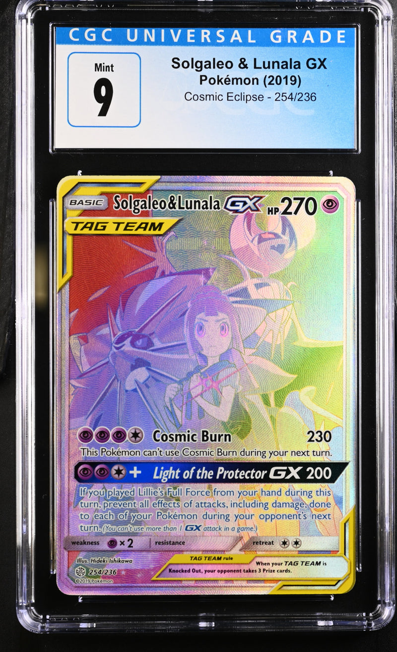 2019 Pokemon Cosmic Eclipse Solgaleo & Lunala GX 254/236 CGC 9 2019 Pokemon Cosmic Eclipse Solgaleo & Lunala GX 254/236 CGC 9