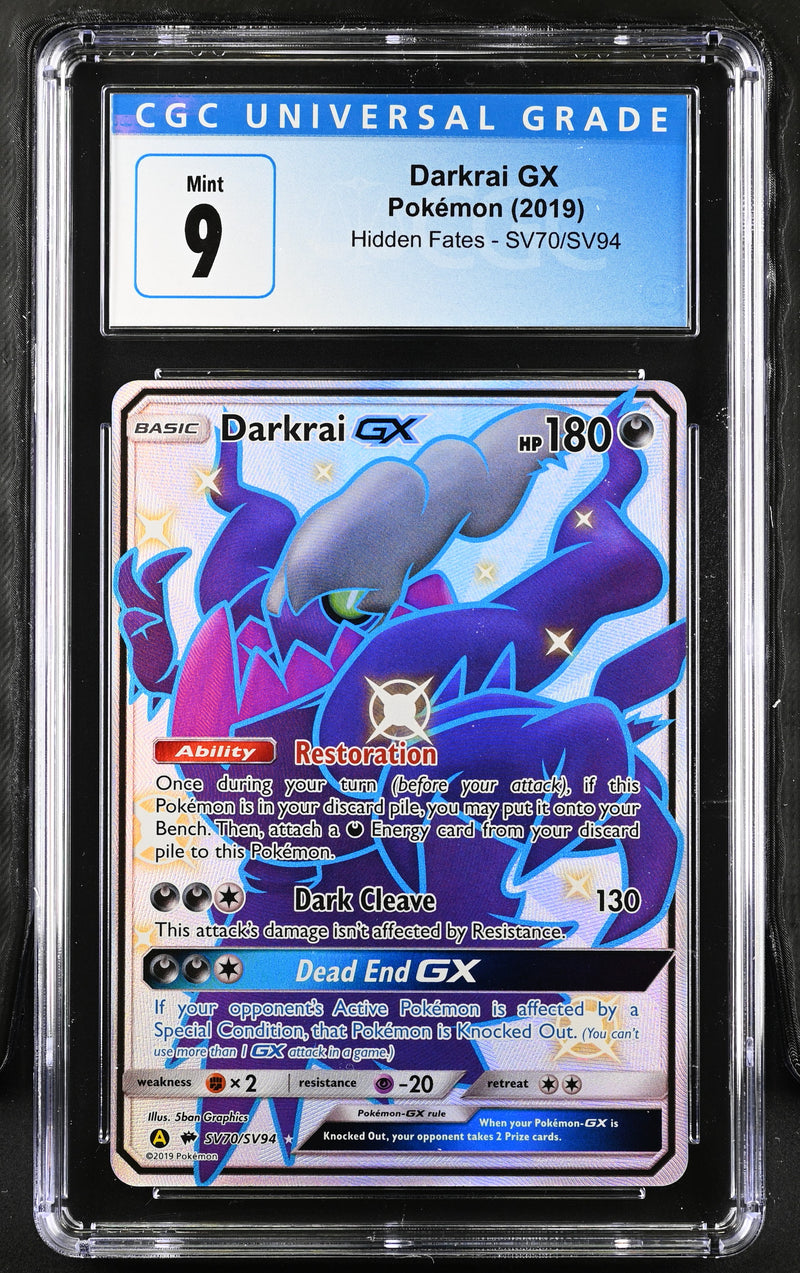 2019 Pokemon Hidden Fates Darkrai GX SV70/SV94 CGC 9