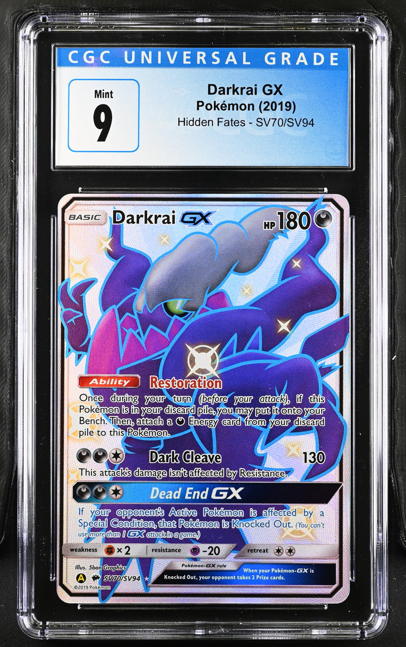 2019 Pokemon Hidden Fates Darkrai GX SV70/SV94 CGC 9