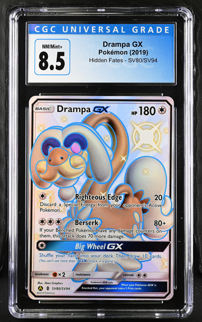 2019 Pokemon Hidden Fates Drampa GX SV80/SV94 CGC 8.5