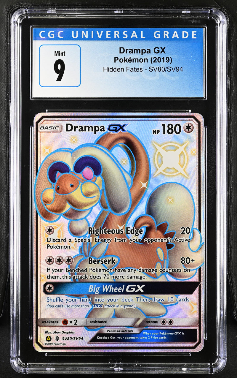 2019 Pokemon Hidden Fates Drampa GX SV80/SV94 CGC 9