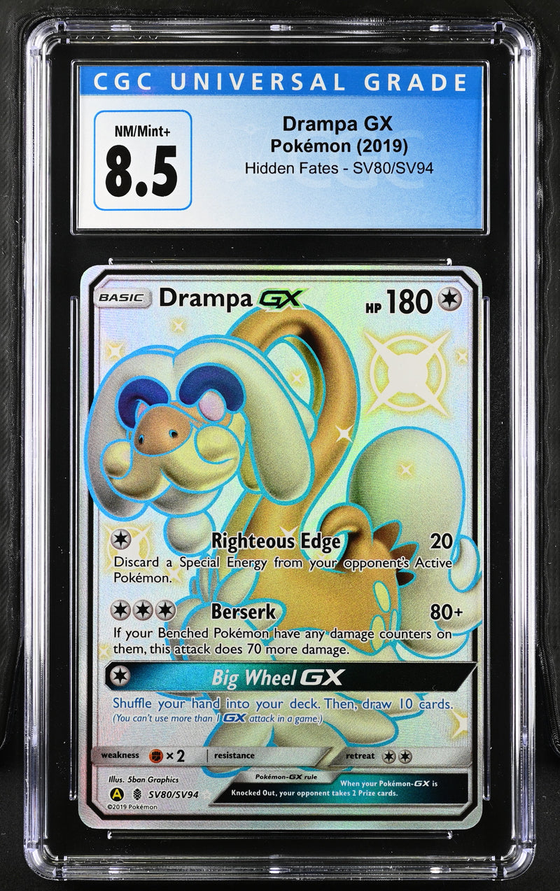 2019 Pokemon Hidden Fates Drampa GX SV80/SV94 CGC 8.5