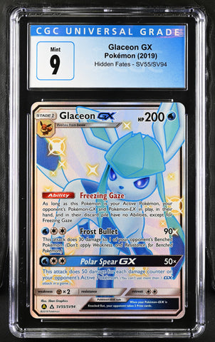 2019 Pokemon Hidden Fates Glaceon GX SV55/SV94 CGC 9