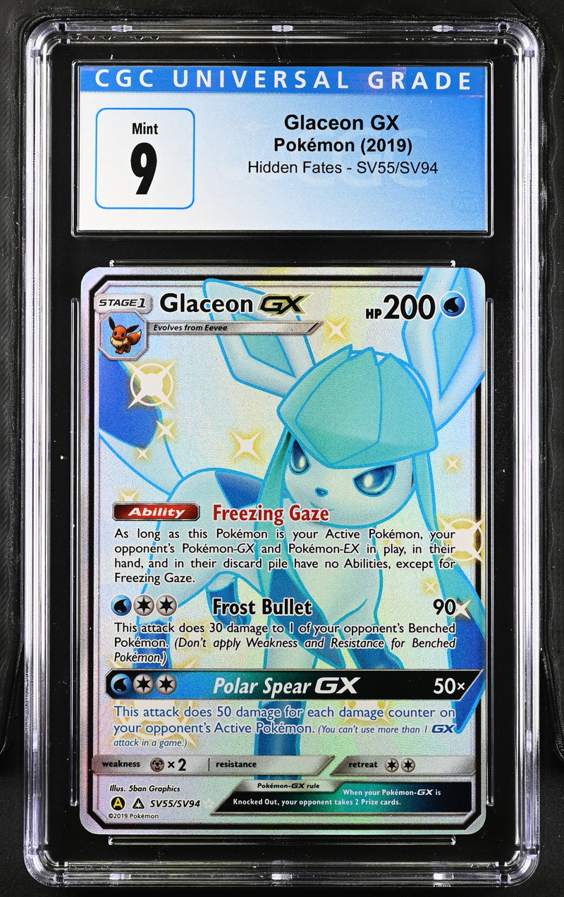 2019 Pokemon Hidden Fates Glaceon GX SV55/SV94 CGC 9