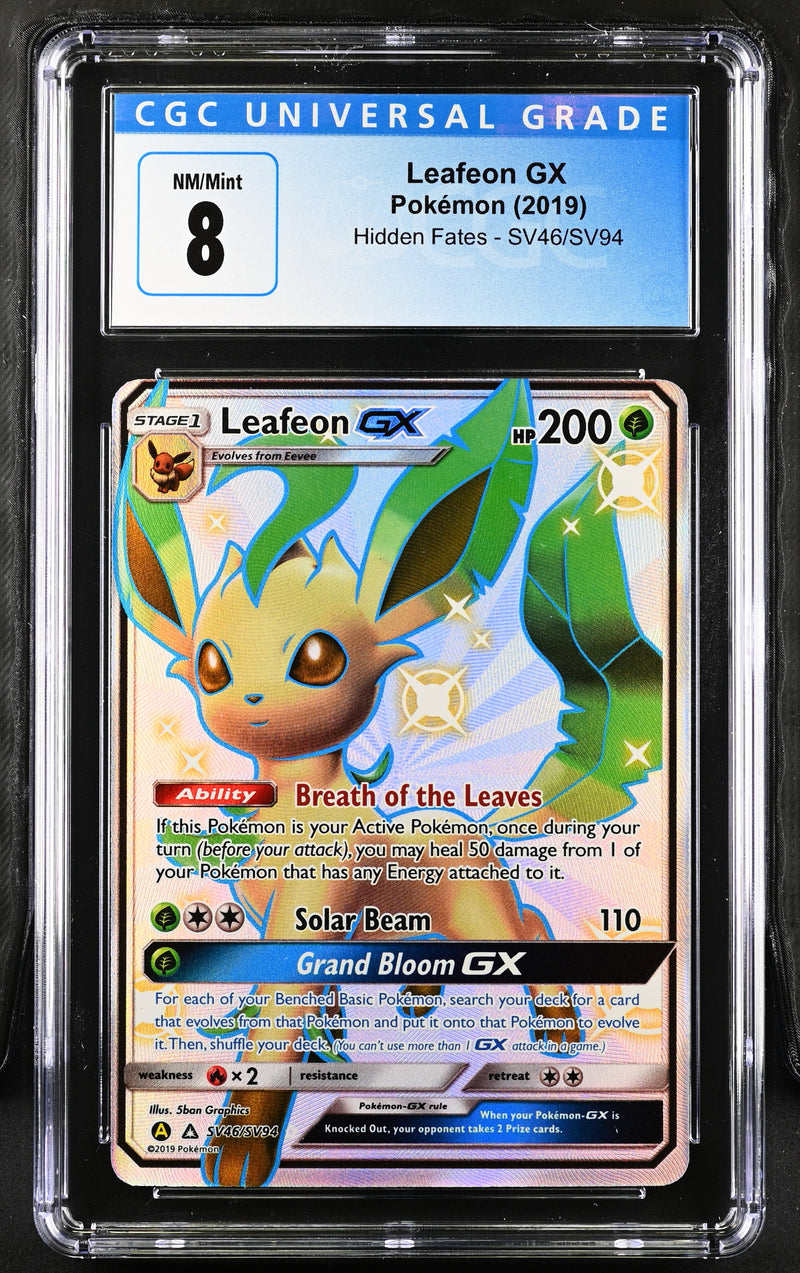 2019 Pokemon Hidden Fates Leafeon GX SV46/SV94 CGC 8