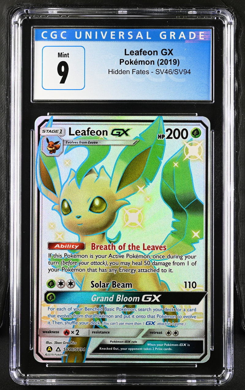 2019 Pokemon Hidden Fates Leafeon GX SV46/SV94 CGC 9