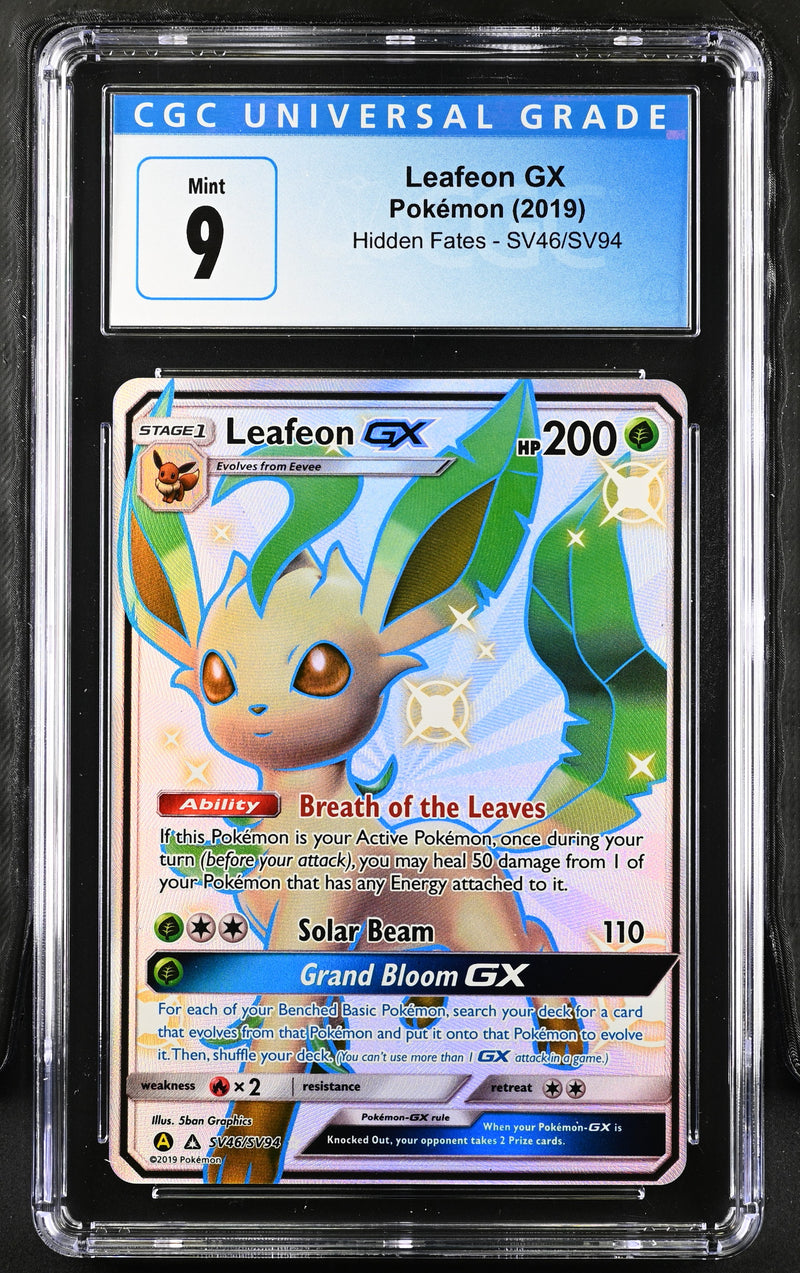 2019 Pokemon Hidden Fates Leafeon GX SV46/SV94 CGC 9