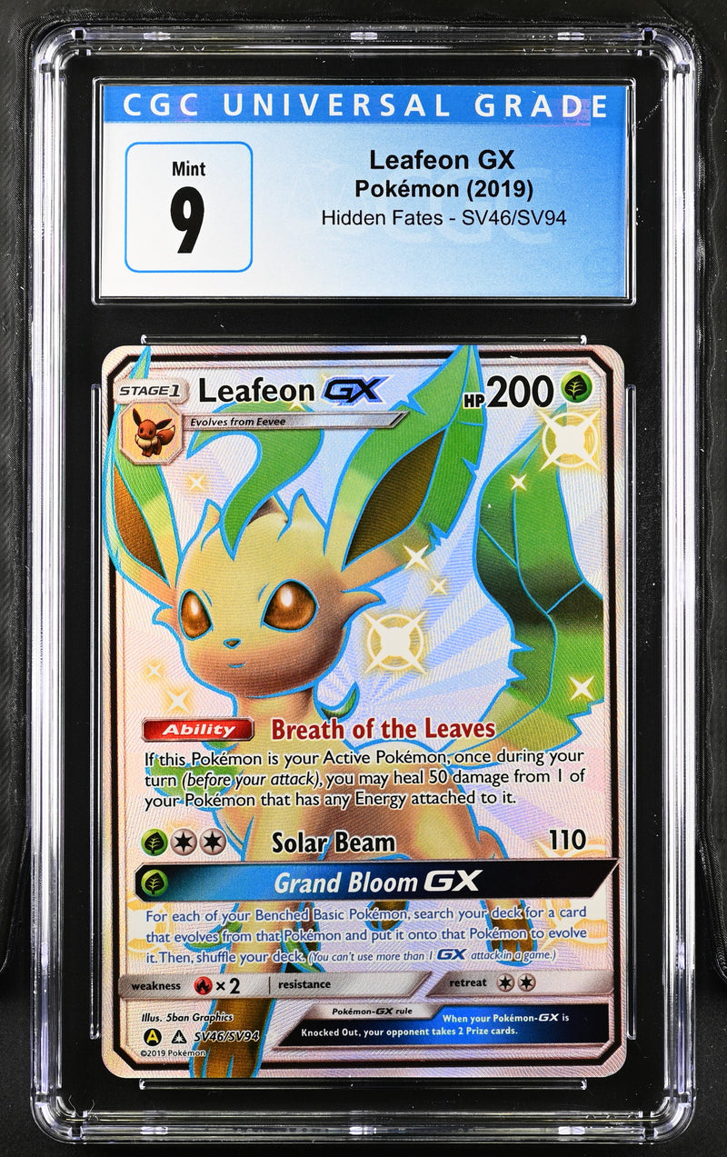 2019 Pokemon Hidden Fates Leafeon GX SV46/SV94 CGC 9