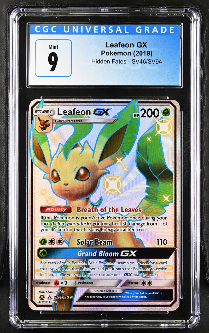 2019 Pokemon Hidden Fates Leafeon GX SV46/SV94 CGC 9