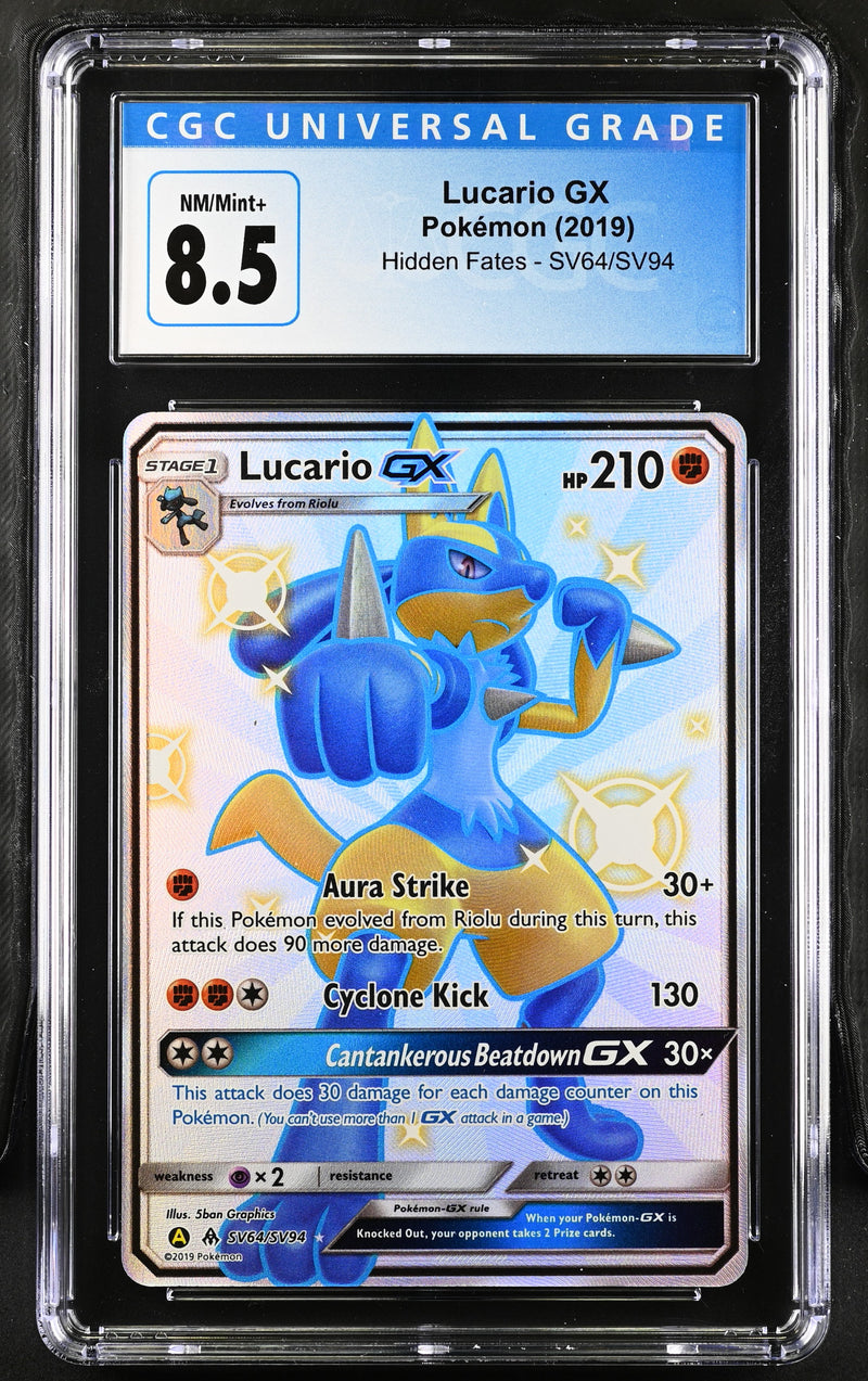 2019 Pokemon Hidden Fates Lucario GX SV64/SV94 CGC 8.5