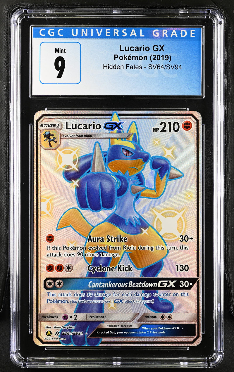 2019 Pokemon Hidden Fates Lucario GX SV64/SV94 CGC 9