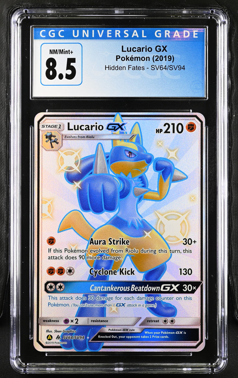 2019 Pokemon Hidden Fates Lucario GX SV64/SV94 CGC 8.5 2019 Pokemon Hidden Fates Lucario GX SV64/SV94 CGC 8.5