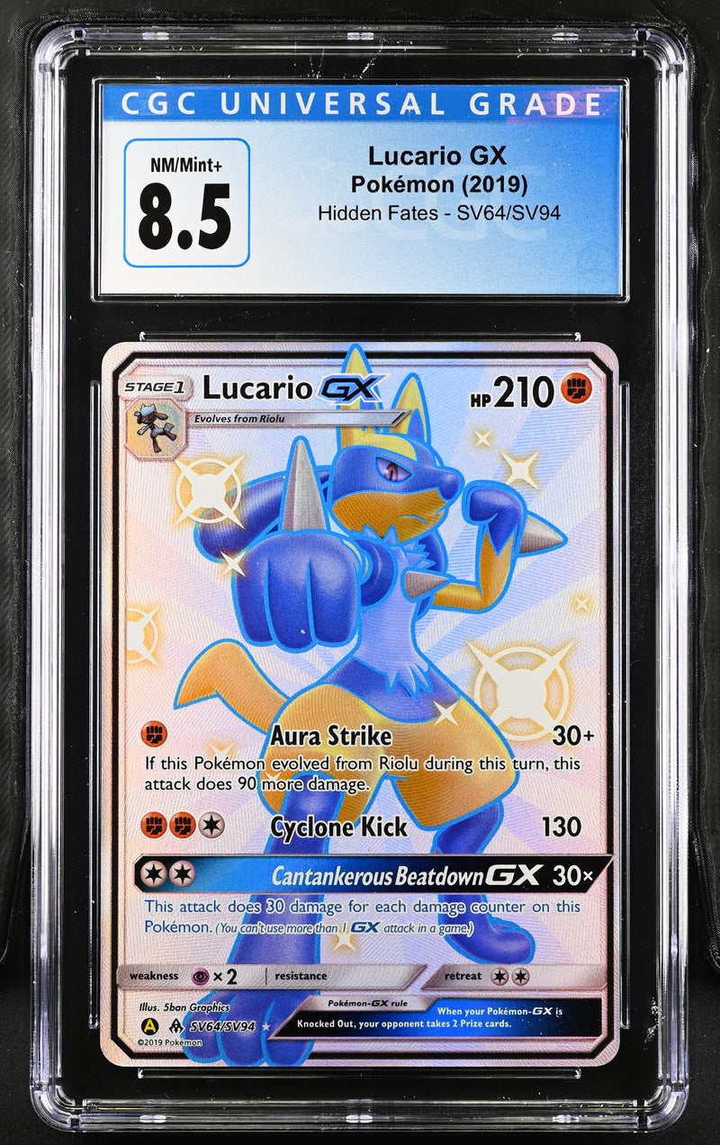 2019 Pokemon Hidden Fates Lucario GX SV64/SV94 CGC 8.5