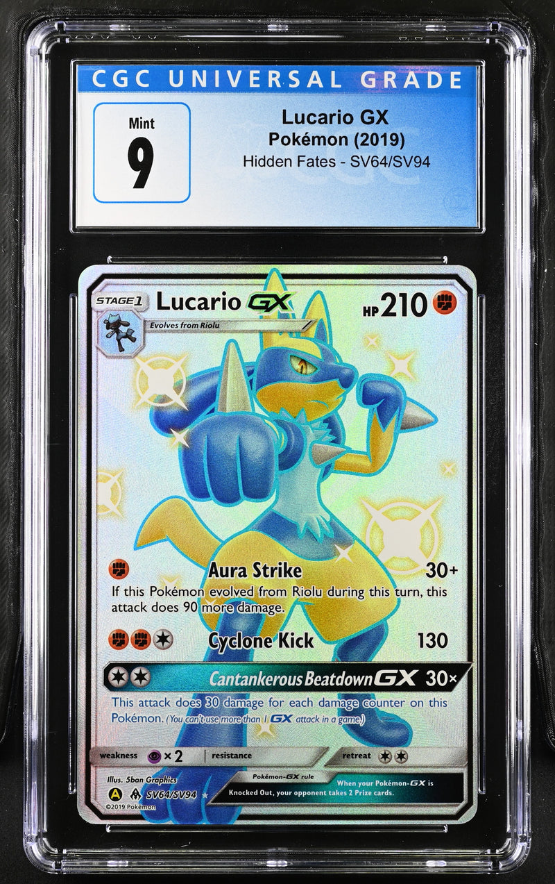 2019 Pokemon Hidden Fates Lucario GX SV64/SV94 CGC 9