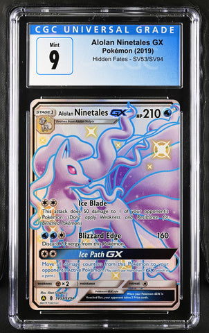 2019 Pokemon Hidden Fates Alolan Ninetales GX SV53/SV94 CGC 9