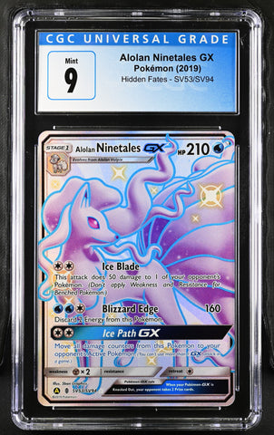 2019 Pokemon Hidden Fates Alolan Ninetales GX SV53/SV94 CGC 9