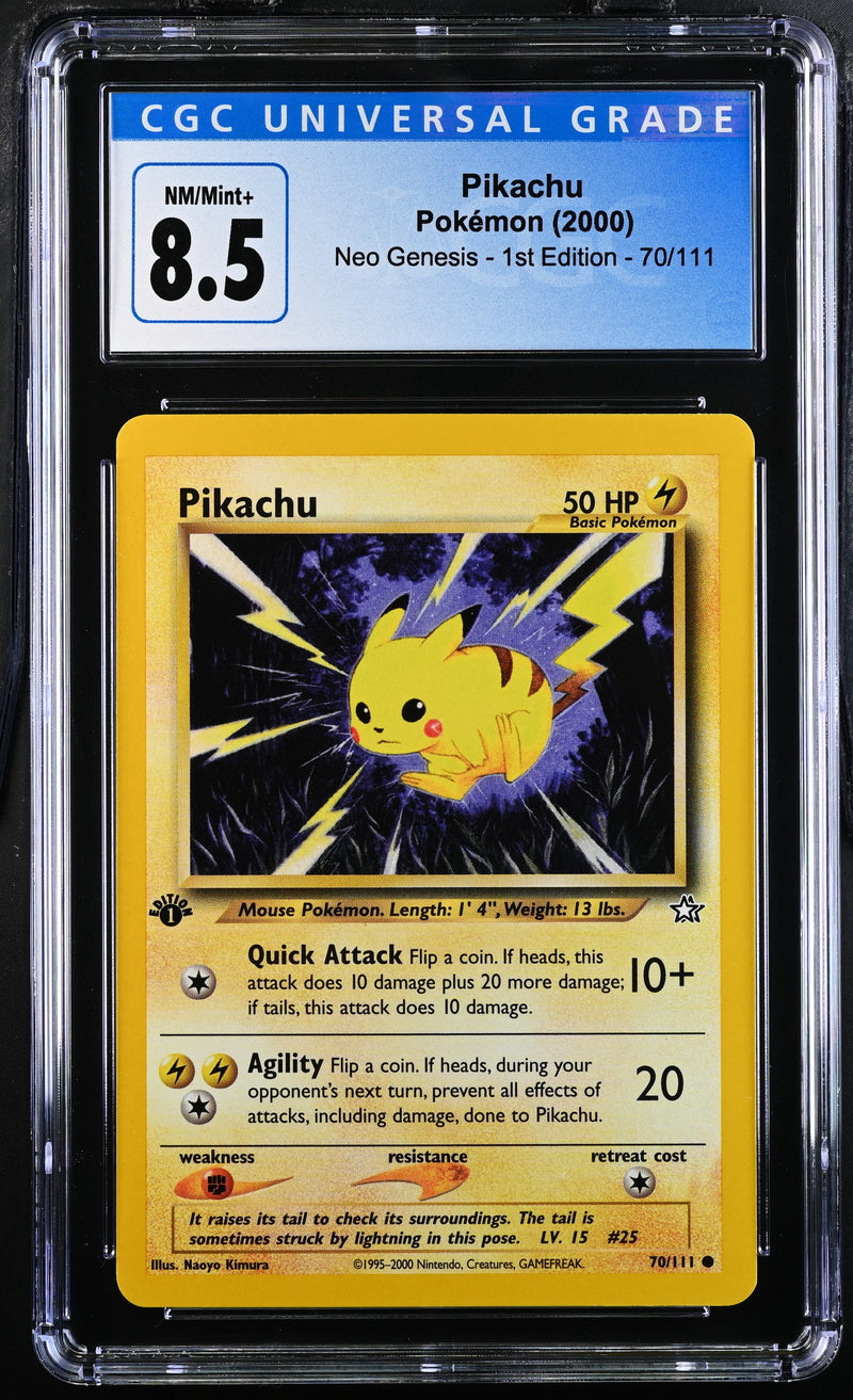 2000 Pokemon Neo Genesis - 1st Edition Pikachu 70/111 CGC 8.5