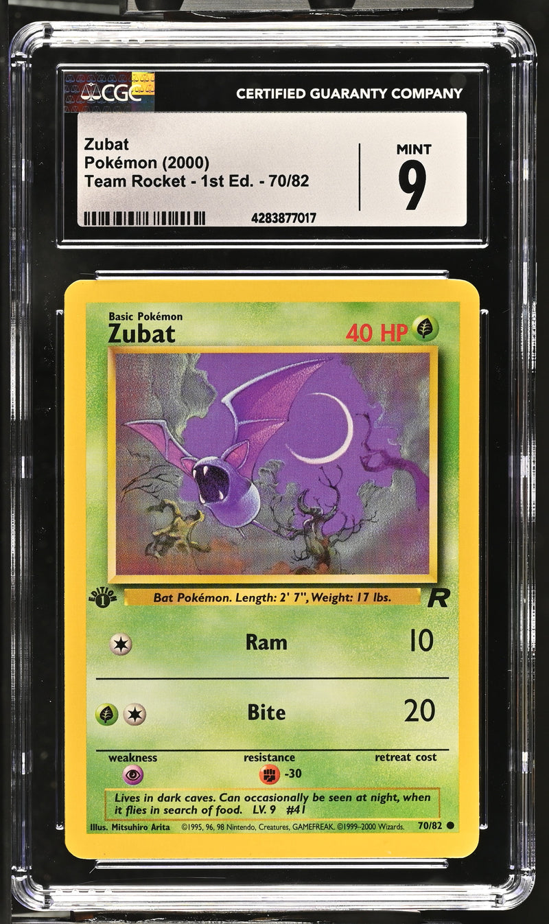 2000 Pokemon Team Rocket - 1st Edition Zubat 70/82 CGC 9