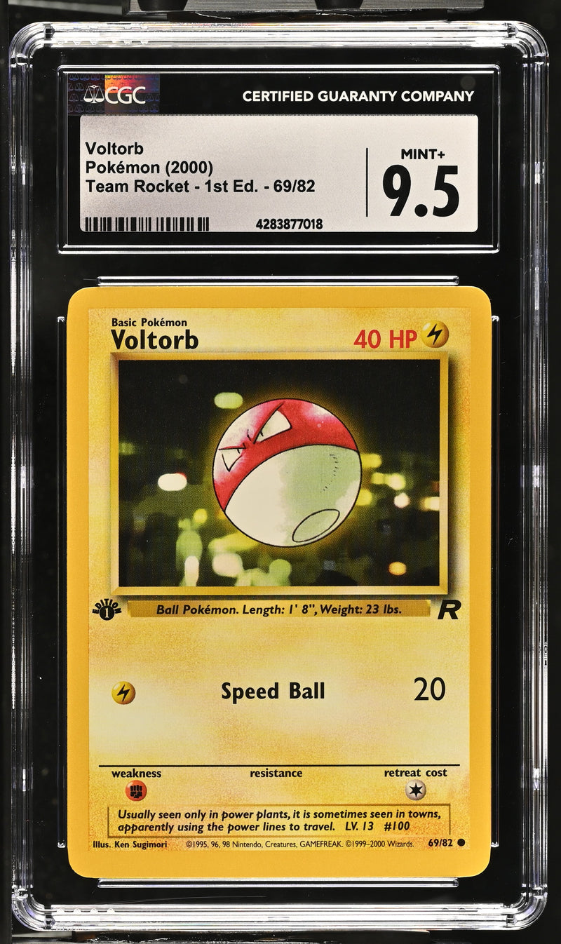 2000 Pokemon Team Rocket - 1st Edition Voltorb 69/82 CGC 9.5