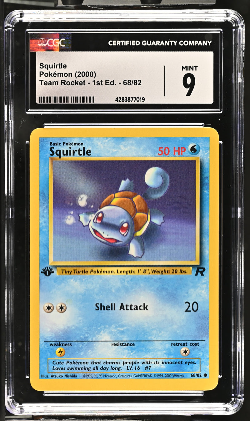 2000 Pokemon Team Rocket - 1st Edition Squirtle 68/82 CGC 9