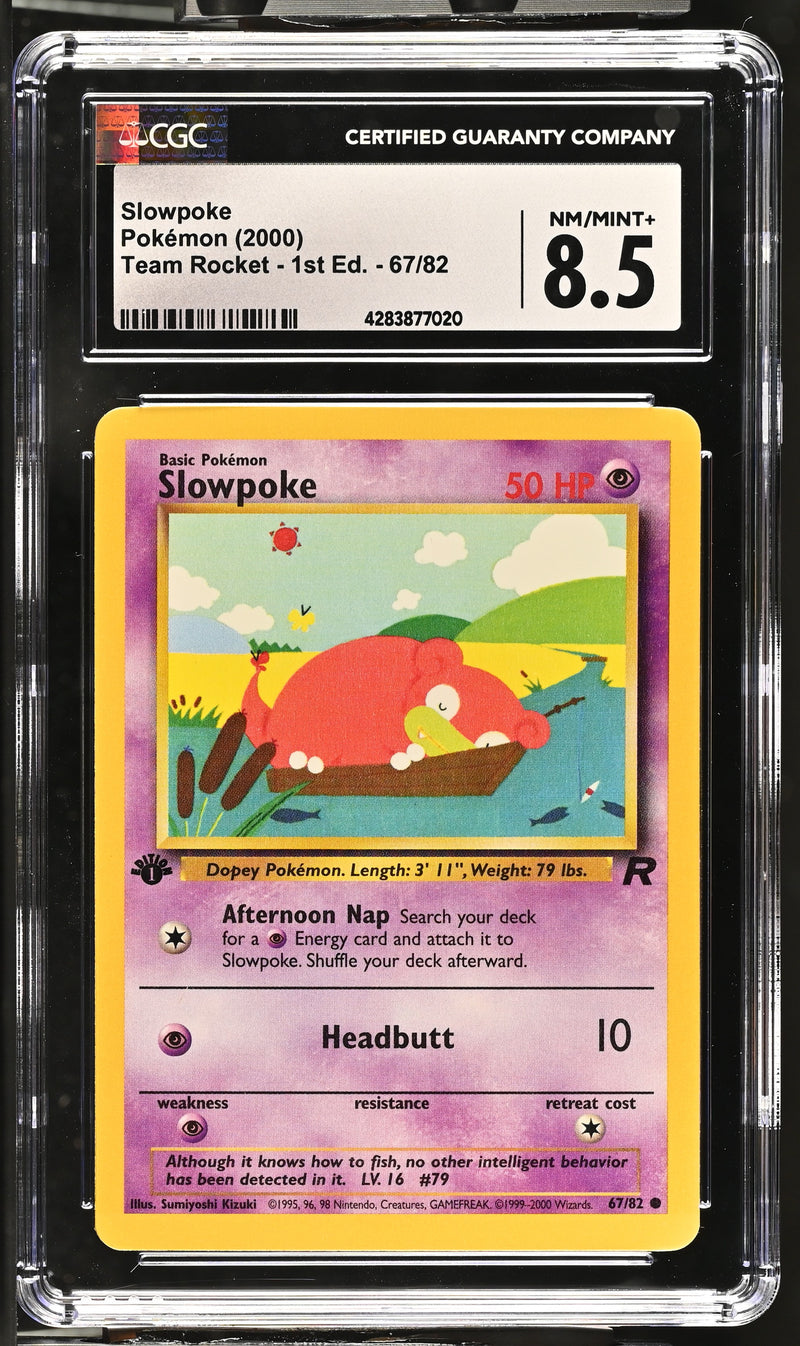 2000 Pokemon Team Rocket - 1st Edition Slowpoke 67/82 CGC 8.5 2000 Pokemon Team Rocket - 1st Edition Slowpoke 67/82 CGC 8.5