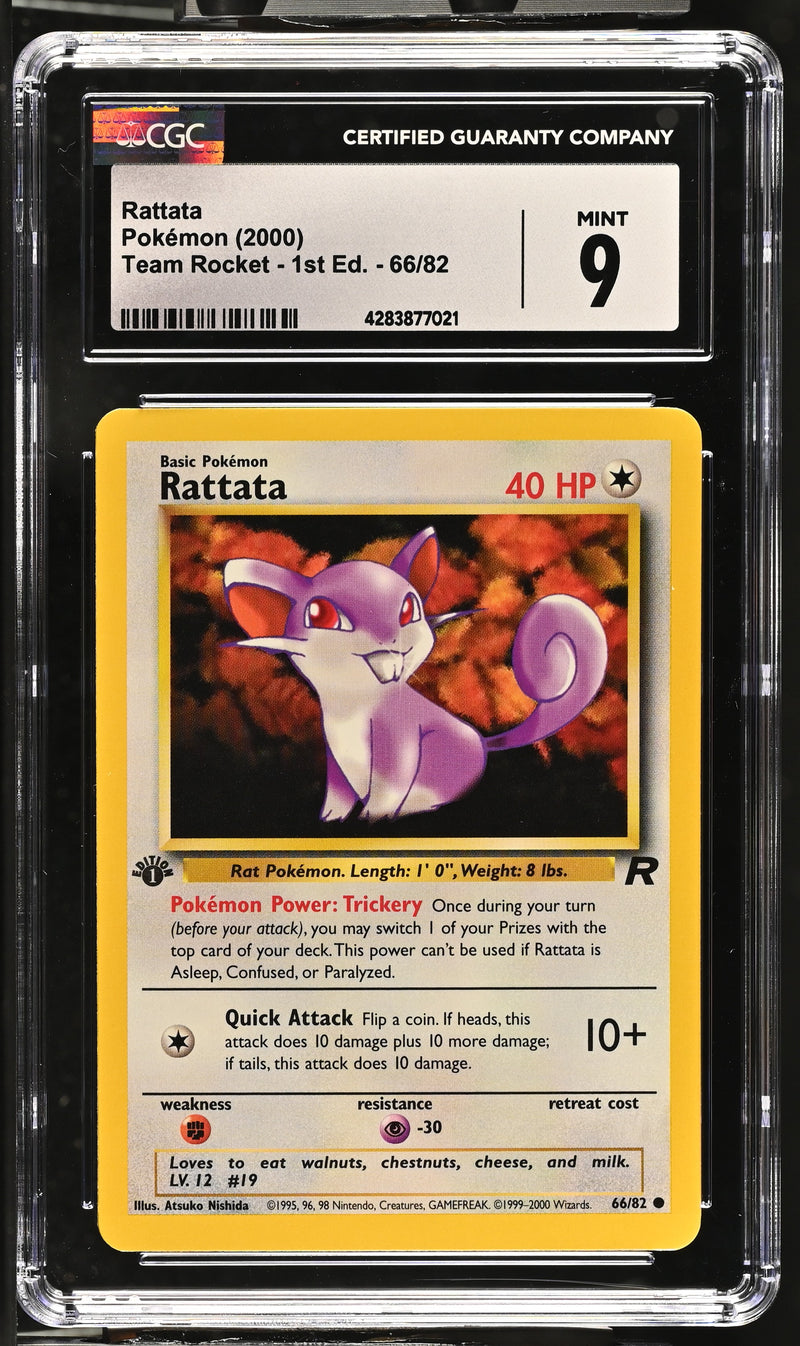 2000 Pokemon Team Rocket - 1st Edition Rattata 66/82 CGC 9