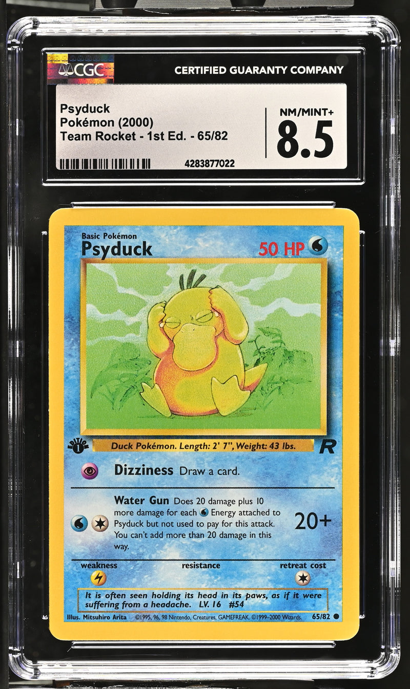 2000 Pokemon Team Rocket - 1st Edition Psyduck 65/82 CGC 8.5