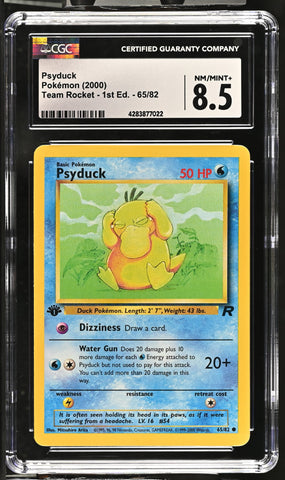 2000 Pokemon Team Rocket - 1st Edition Psyduck 65/82 CGC 8.5