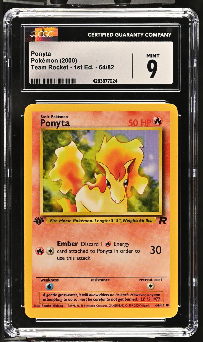 2000 Pokemon Team Rocket - 1st Edition Ponyta 64/82 CGC 9