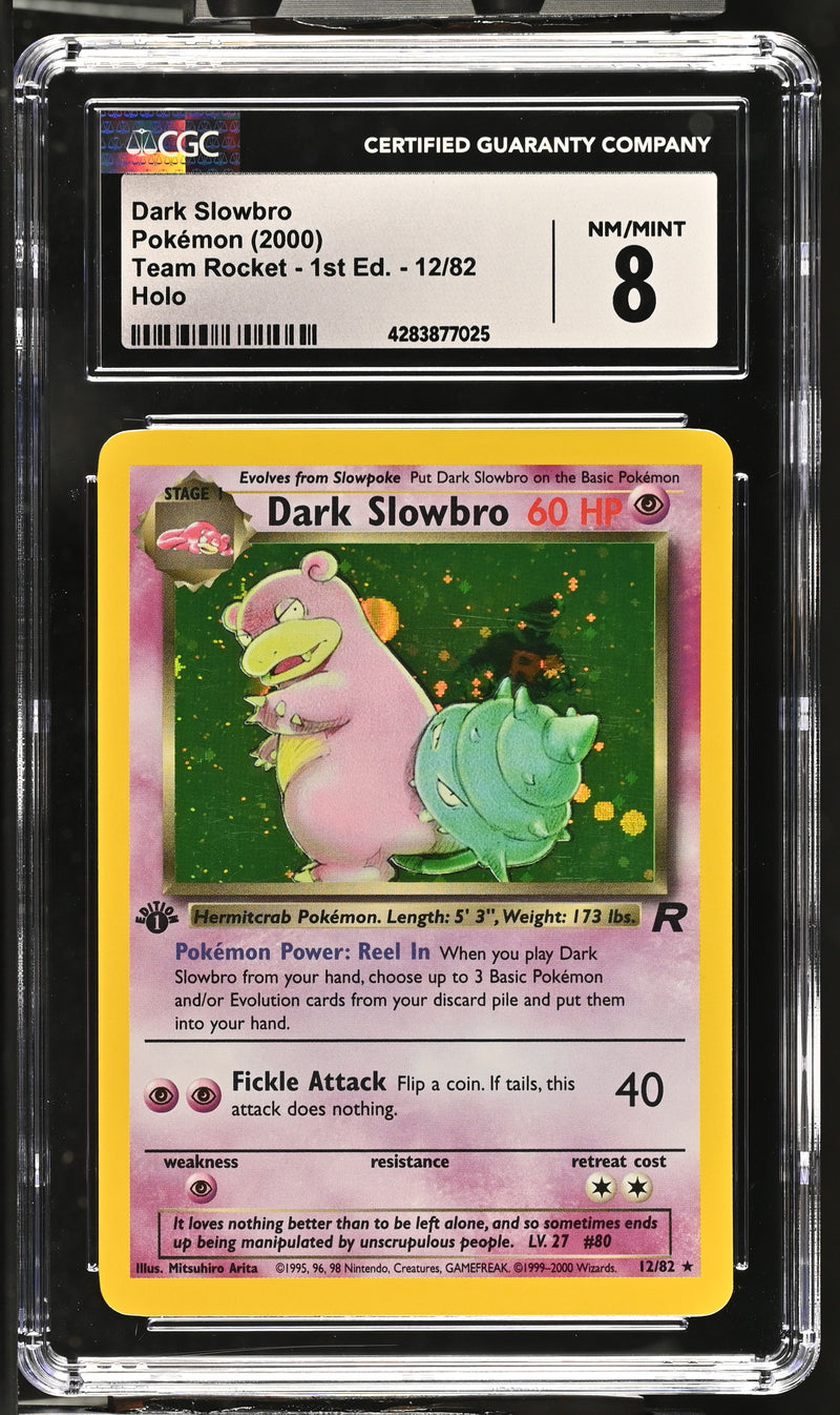 2000 Pokemon Team Rocket - 1st Edition Dark Slowbro 12/82 Holo CGC 8