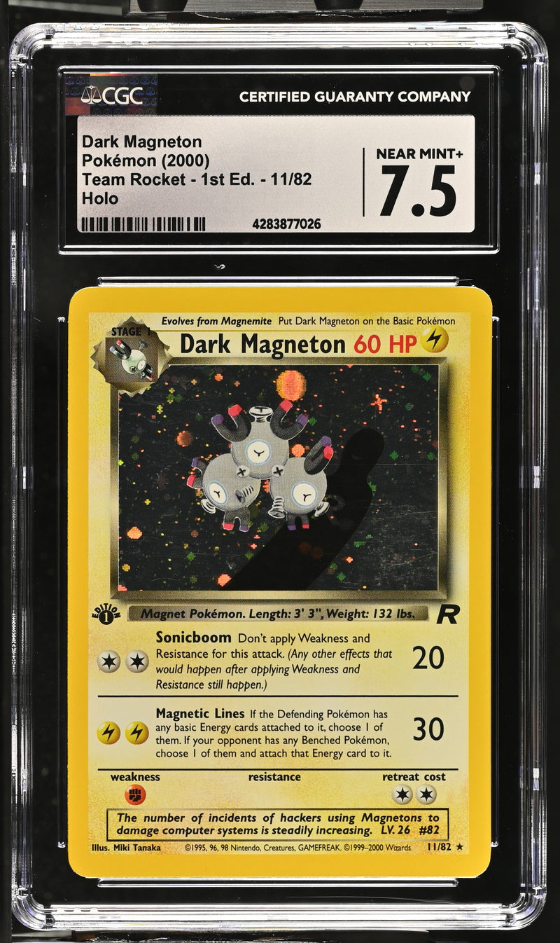 2000 Pokemon Team Rocket - 1st Edition Dark Magneton 11/82 Holo CGC 7.5