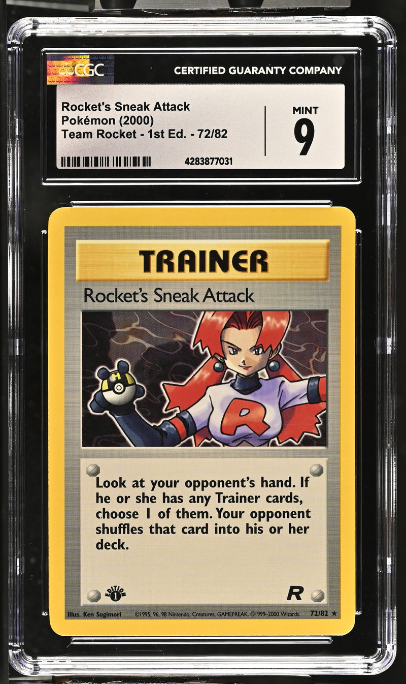 2000 Pokemon Team Rocket - 1st Edition Rocket's Sneak Attack 72/82 CGC 9