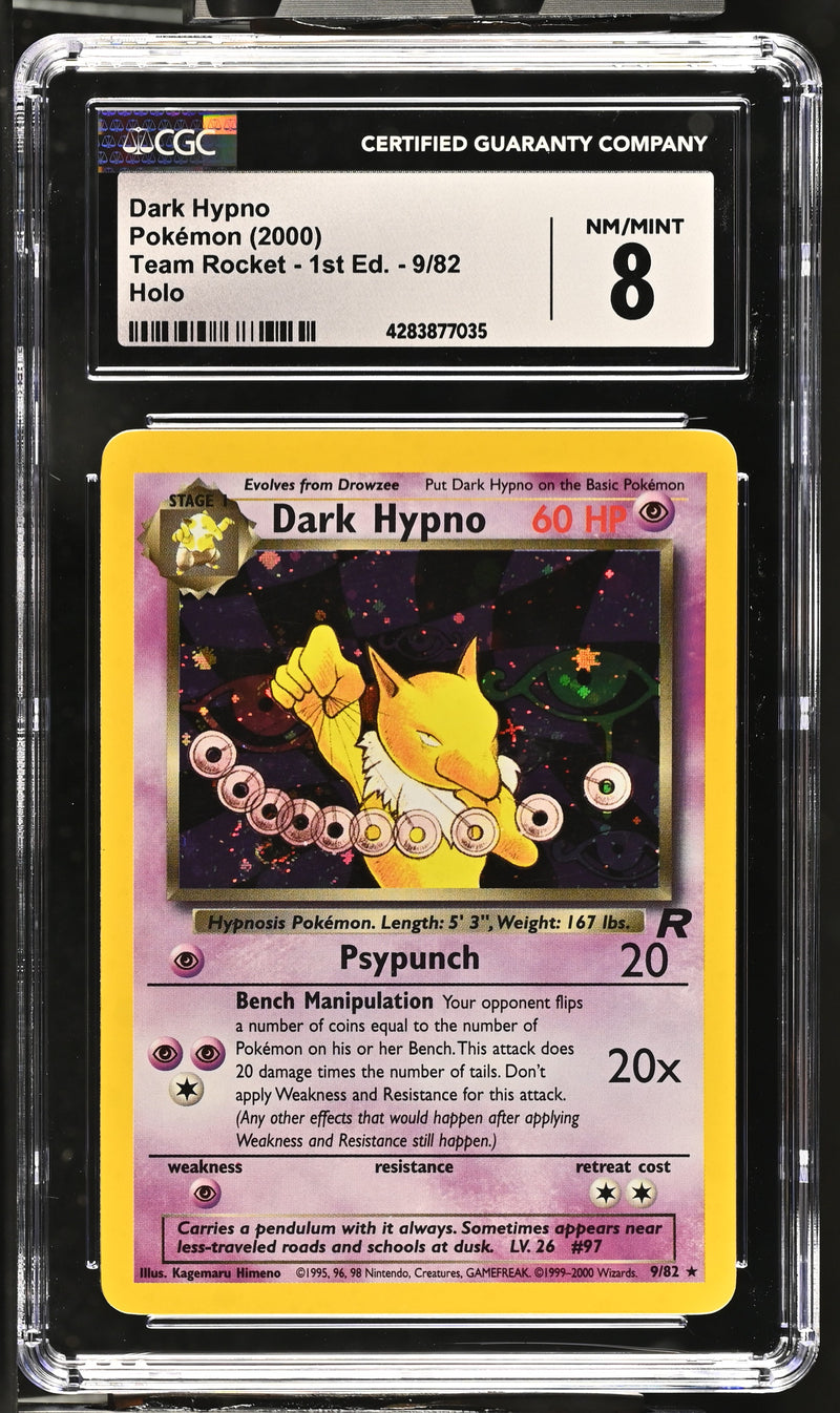 2000 Pokemon Team Rocket - 1st Edition Dark Hypno 9/82 Holo CGC 8