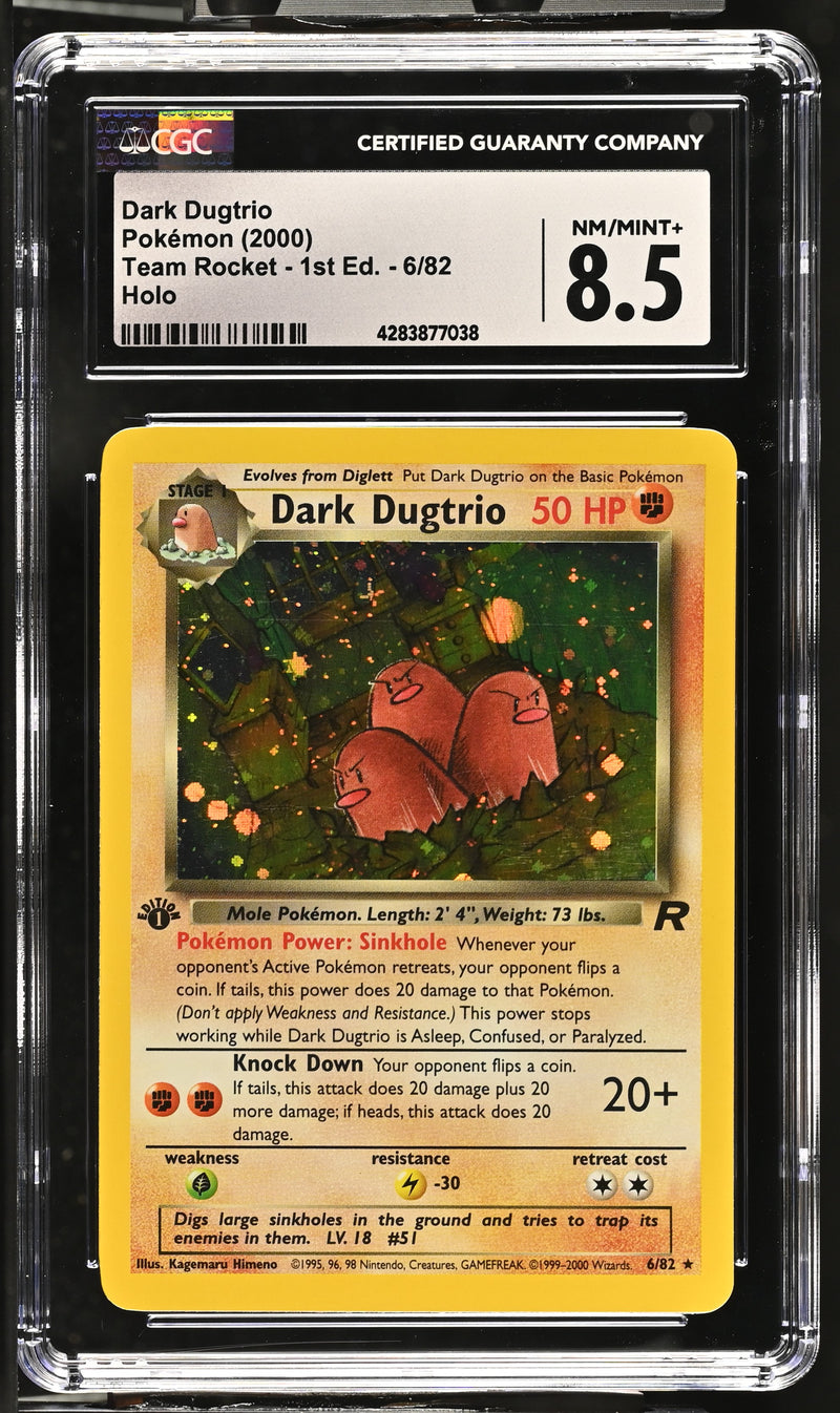 2000 Pokemon Team Rocket - 1st Edition Dark Dugtrio 6/82 Holo CGC 8.5