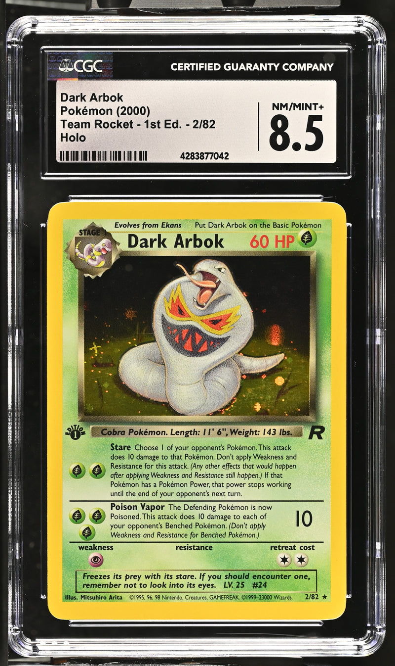 2000 Pokemon Team Rocket - 1st Edition Dark Arbok 2/82 Holo CGC 8.5