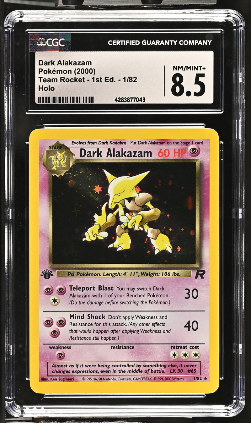 2000 Pokemon Team Rocket - 1st Edition Dark Alakazam 1/82 Holo CGC 8.5