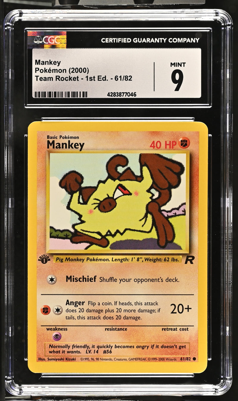 2000 Pokemon Team Rocket - 1st Edition Mankey 61/82 CGC 9